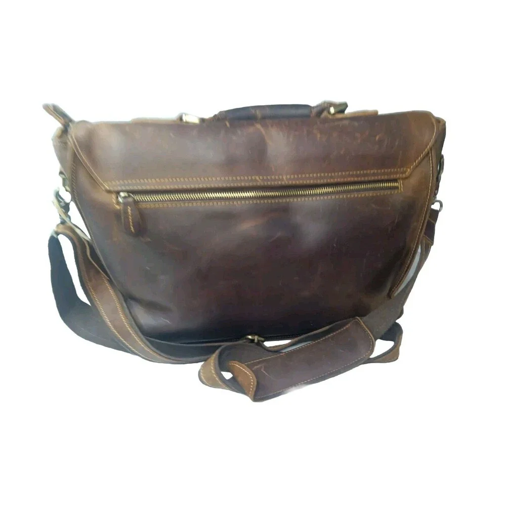 Vintage Kattee Leather Briefcase Messenger Bag Brown Fits 15 Inch Laptop